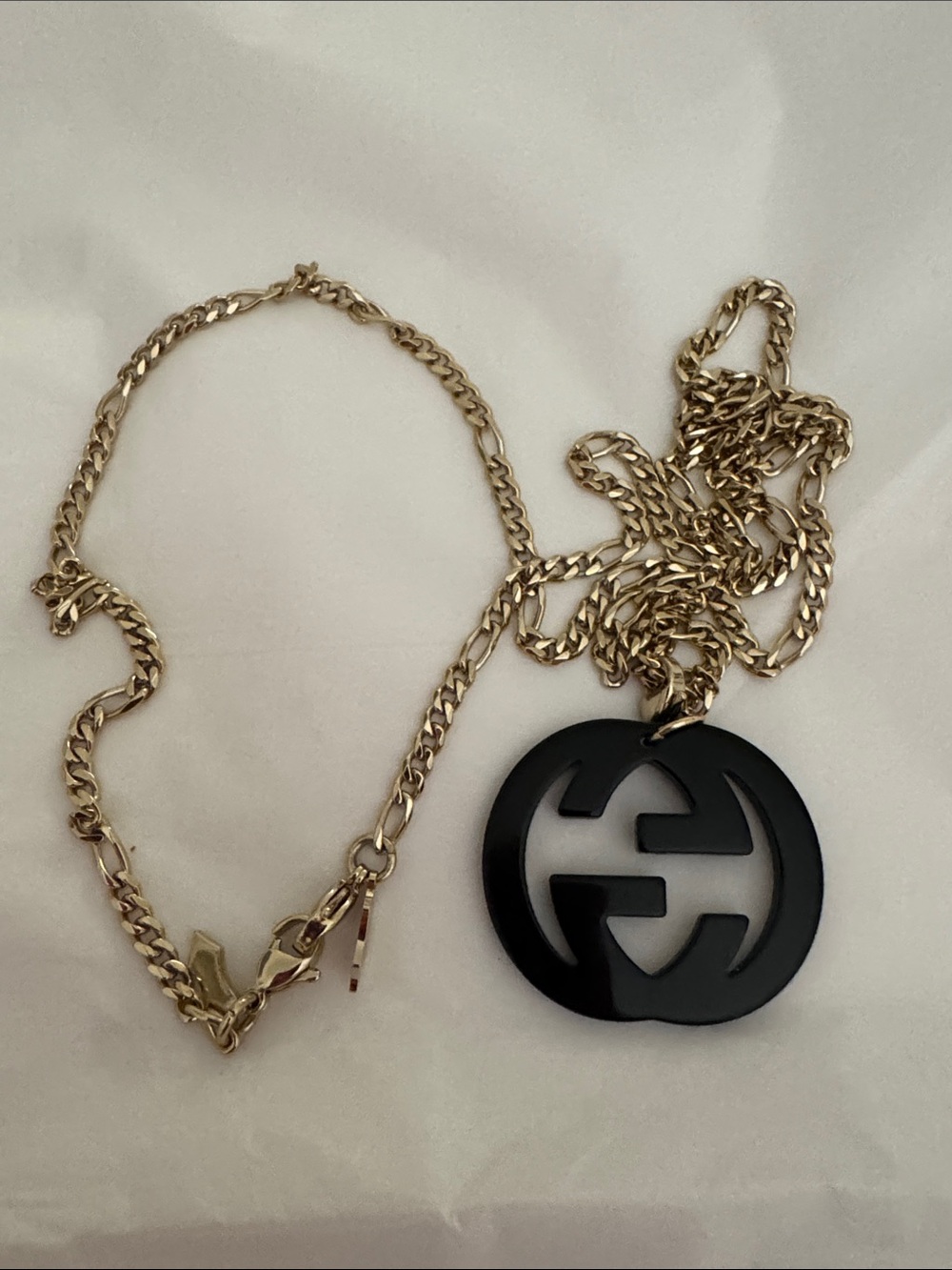 Gucci Authentic Gold Chain Necklace/sunglasses chain with Black GG Cutout